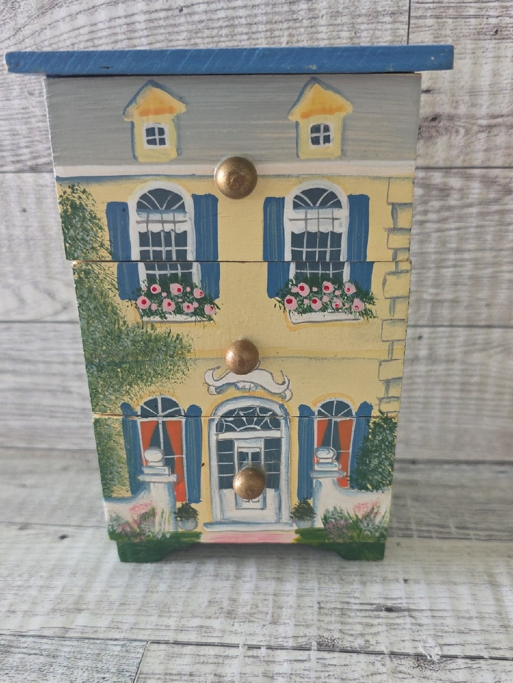 Delton Fine Collectibles Handpainted Wooden Mini Drawer Storage/Jewelry Box
